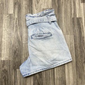 AMERICAN EAGLE Button Fly Belted Blue Denim Jean Mom Shorts Women's Size 4